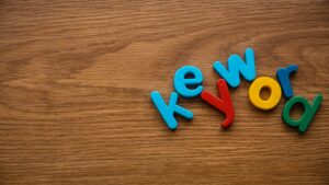 Colorful alphabet of word keyword.