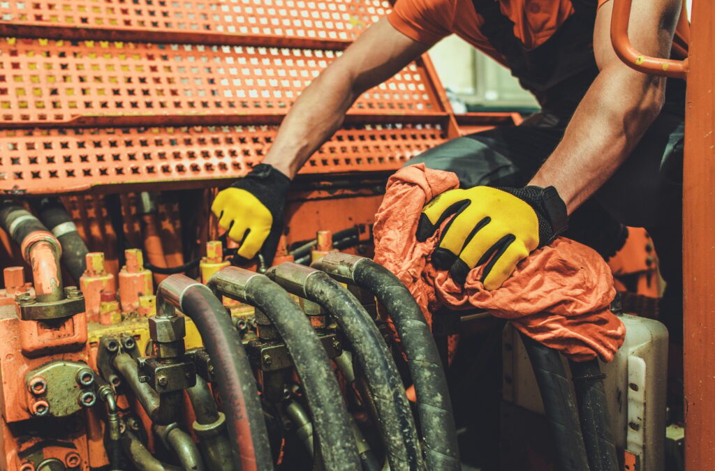 Heavy Machinery Mechanic Performing Pneumatic System Maintenance