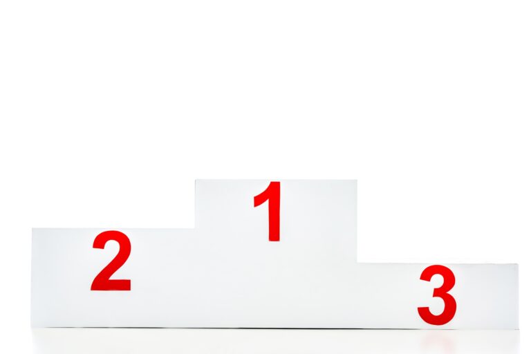 winner podium with red numbers isolated on white