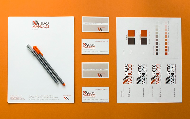 Nigro Manucci stationery, business cards, and branding guidelines